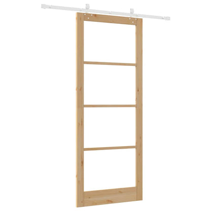 Sliding Door Natural 93 x 232 cm Solid Pine Wood and Glass