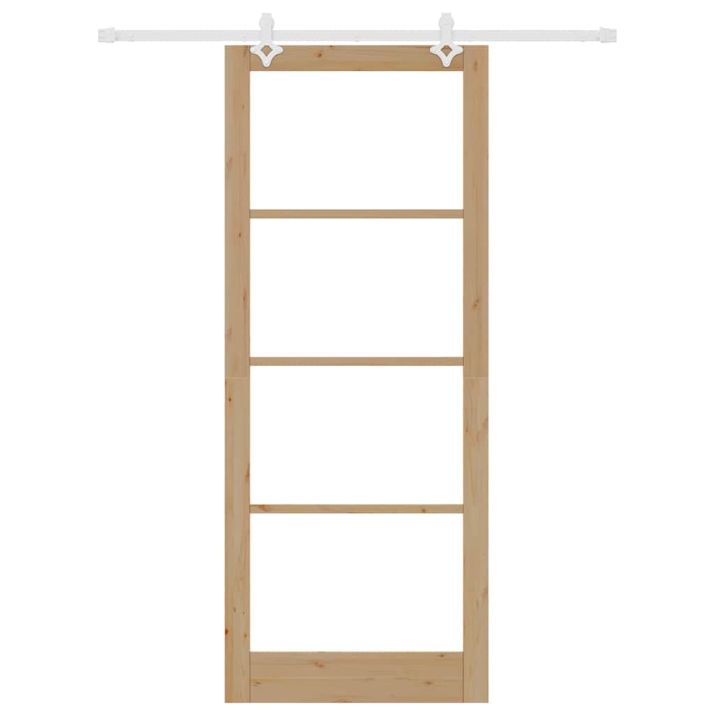 Sliding Door Natural 93 x 232 cm Solid Pine Wood and Glass