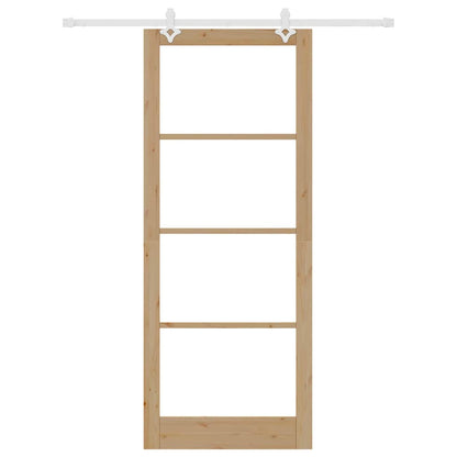Sliding Door Natural 93 x 232 cm Solid Pine Wood and Glass