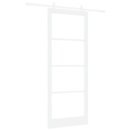 Sliding Door White 93 x 232 cm Solid Pine Wood and Glass