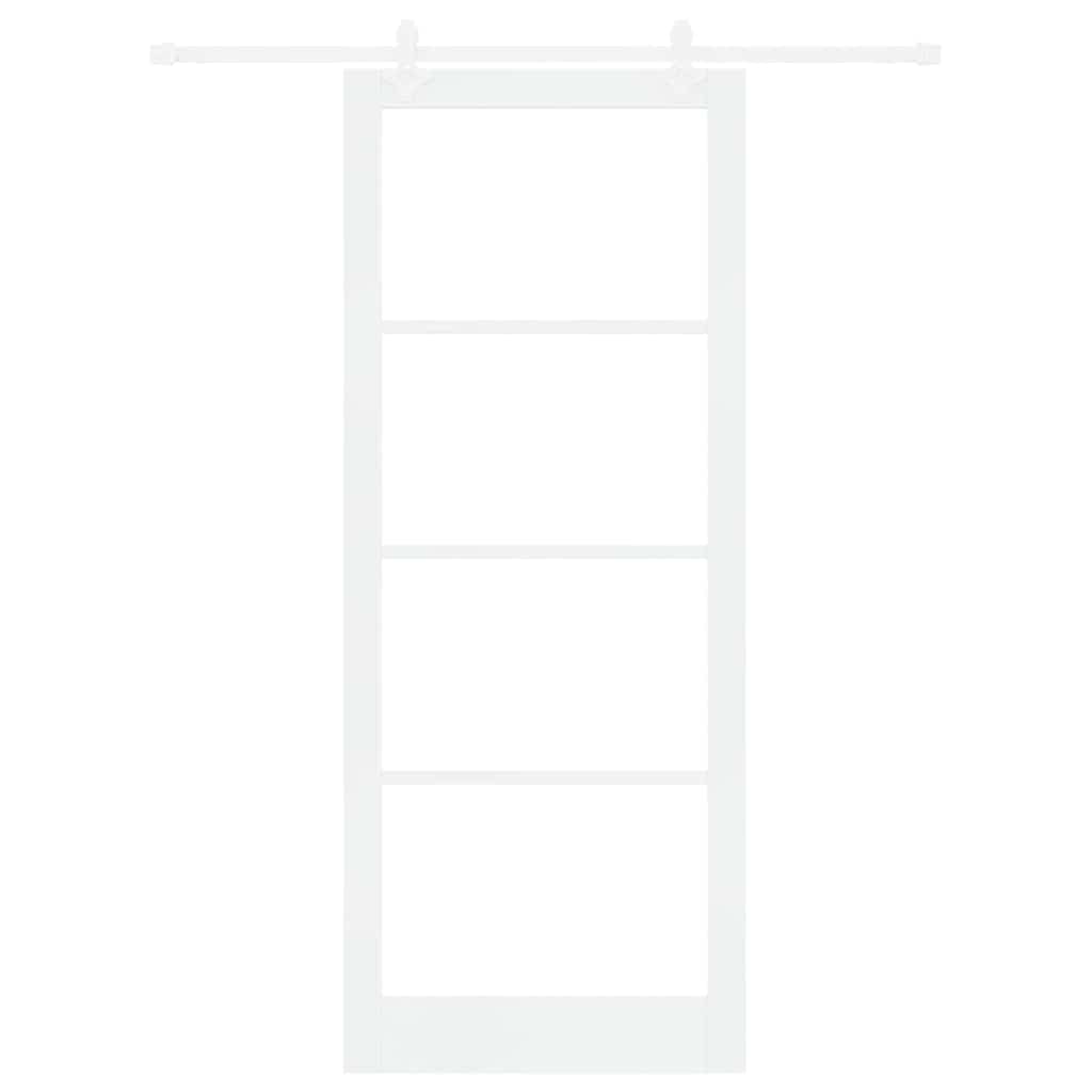 Sliding Door White 93 x 232 cm Solid Pine Wood and Glass