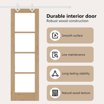 Sliding Door Natural 61 x 198.5 cm Solid Pine Wood and Glass