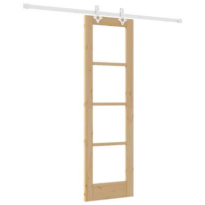 Sliding Door Natural 61 x 198.5 cm Solid Pine Wood and Glass