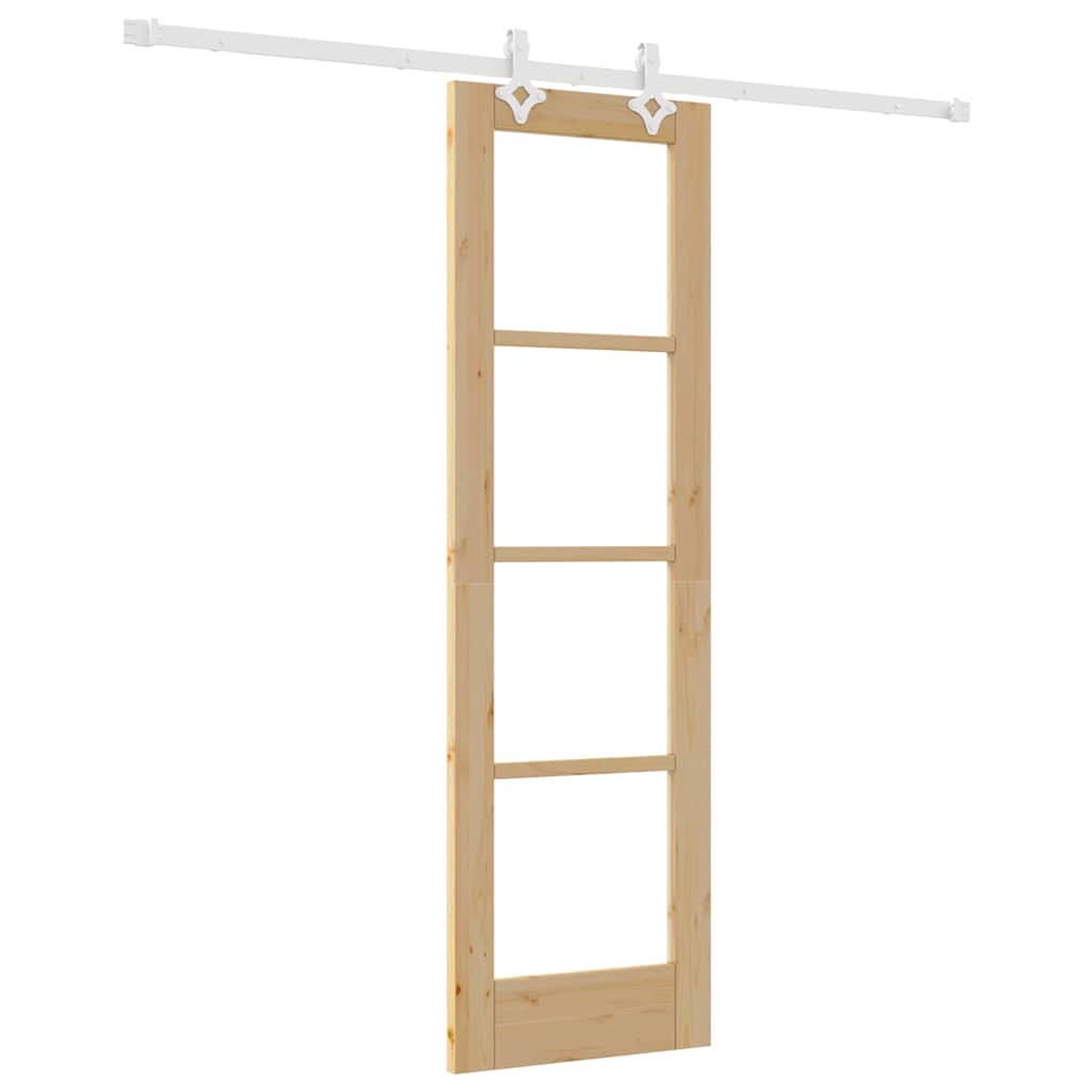 Sliding Door Natural 61 x 198.5 cm Solid Pine Wood and Glass