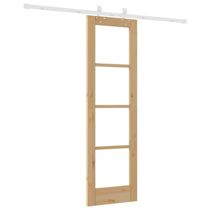 Sliding Door Natural 61 x 198.5 cm Solid Pine Wood and Glass