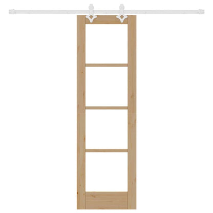 Sliding Door Natural 61 x 198.5 cm Solid Pine Wood and Glass
