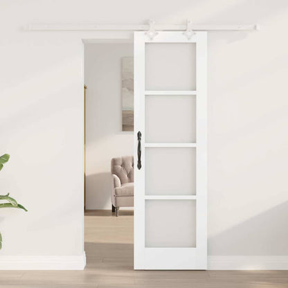 Sliding Door White 61 x 198.5 cm Solid Pine Wood and Glass