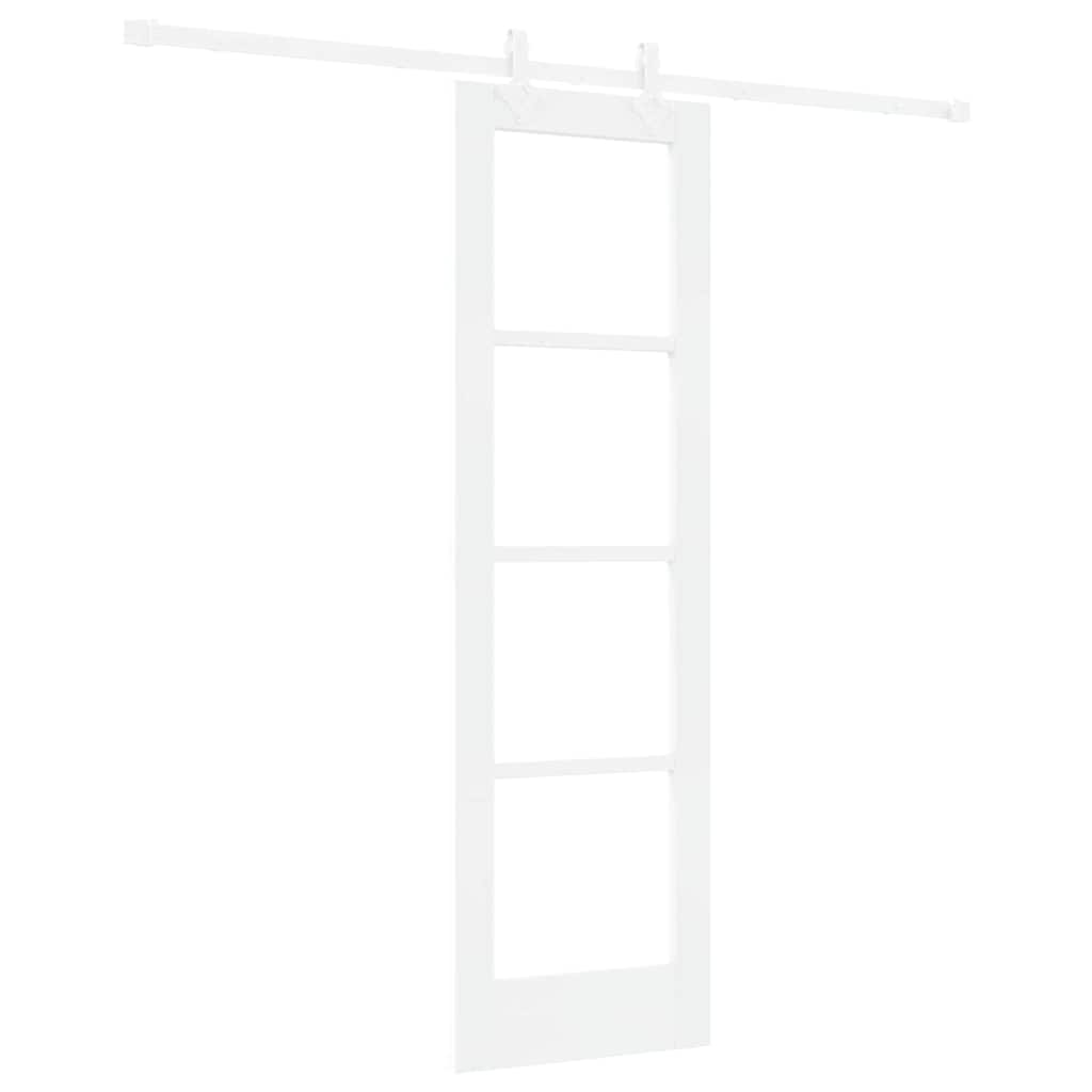 Sliding Door White 61 x 198.5 cm Solid Pine Wood and Glass
