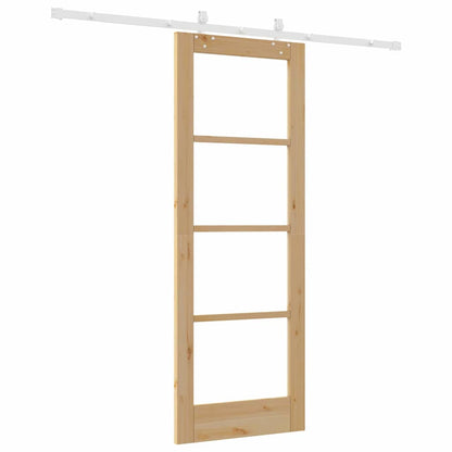 Sliding Door Natural 73.5 x 198.5 cm Solid Pine Wood and Glass