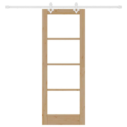 Sliding Door Natural 73.5 x 198.5 cm Solid Pine Wood and Glass