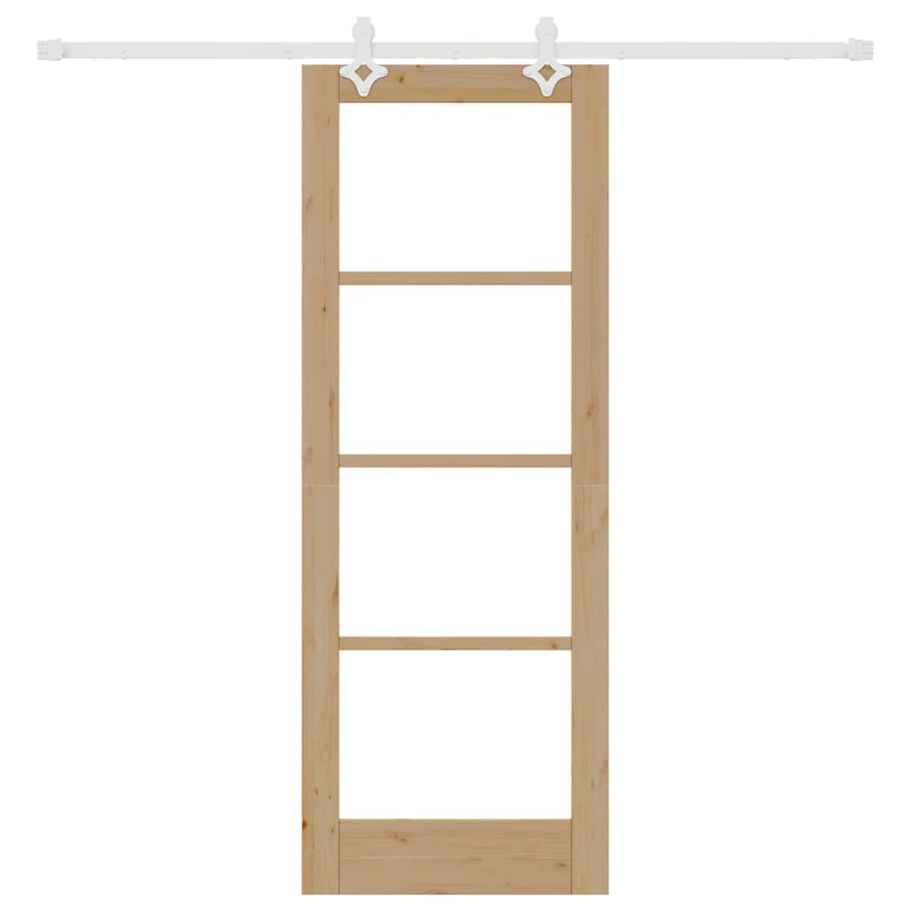Sliding Door Natural 73.5 x 198.5 cm Solid Pine Wood and Glass