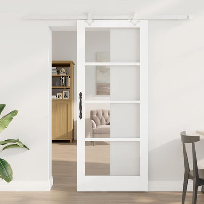 Sliding Door White 83 x 202 cm Solid Pine Wood and Glass