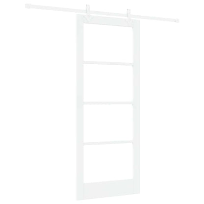 Sliding Door White 83 x 202 cm Solid Pine Wood and Glass