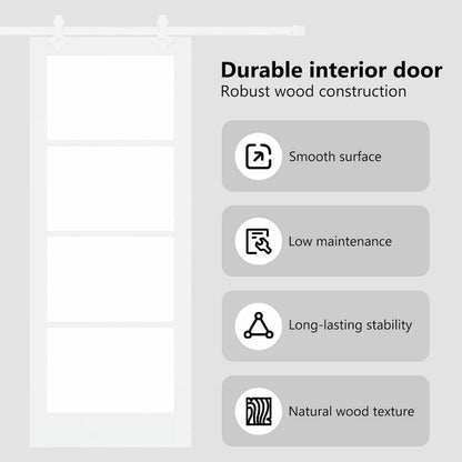 Sliding Door White 83 x 211 cm Solid Pine Wood and Glass