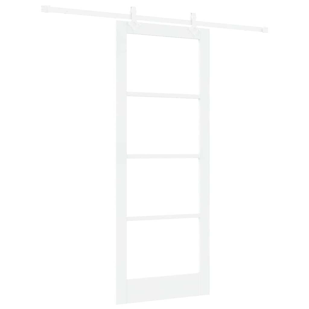 Sliding Door White 83 x 211 cm Solid Pine Wood and Glass