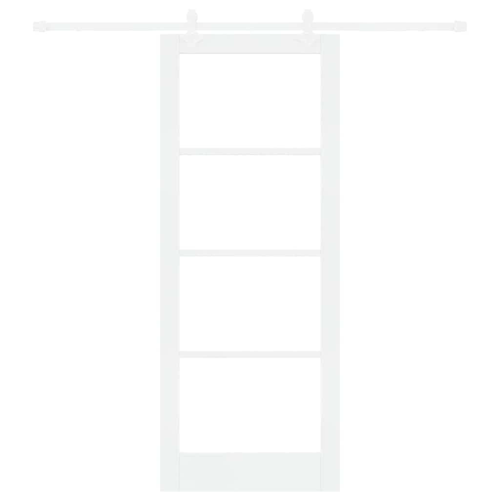 Sliding Door White 83 x 211 cm Solid Pine Wood and Glass