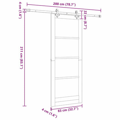 Sliding Door White 83 x 211 cm Solid Pine Wood and Glass