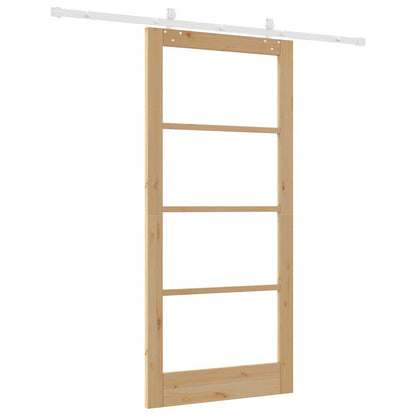 Sliding Door Natural 93 x 202 cm Solid Pine Wood and Glass