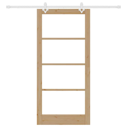 Sliding Door Natural 93 x 202 cm Solid Pine Wood and Glass