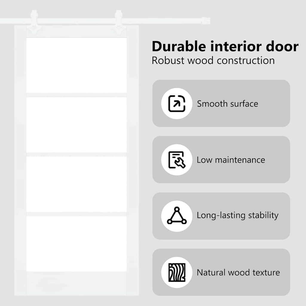 Sliding Door White 93 x 202 cm Solid Pine Wood and Glass