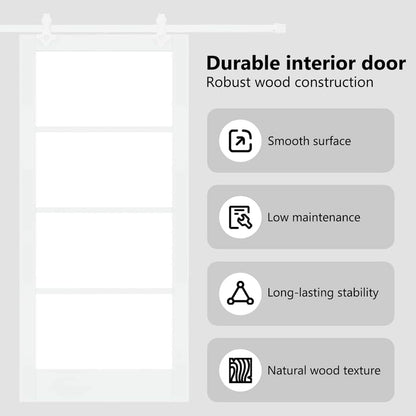 Sliding Door White 93 x 202 cm Solid Pine Wood and Glass