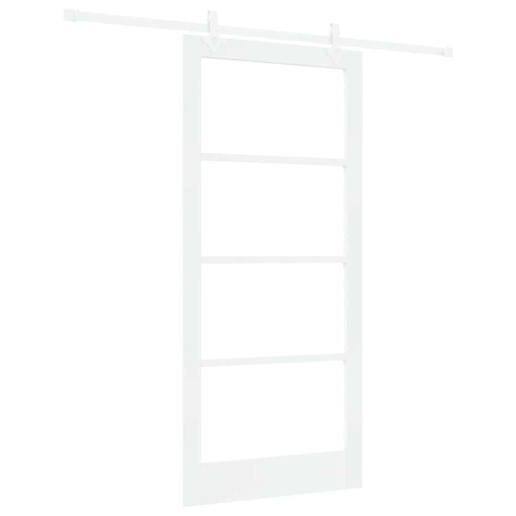 Sliding Door White 93 x 202 cm Solid Pine Wood and Glass
