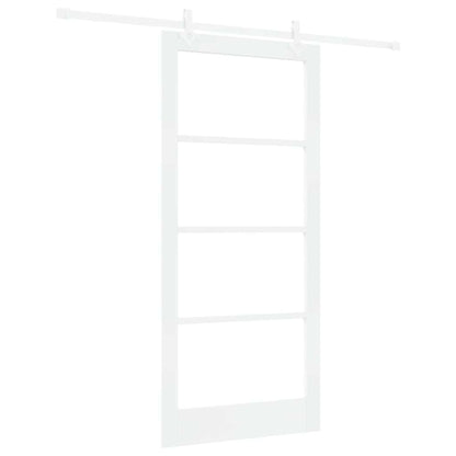 Sliding Door White 93 x 202 cm Solid Pine Wood and Glass
