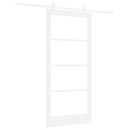 Sliding Door White 93 x 202 cm Solid Pine Wood and Glass