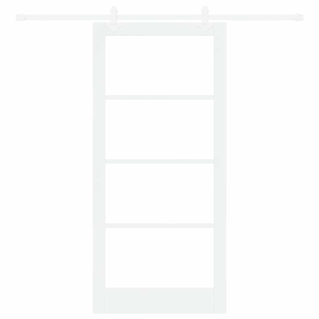 Sliding Door White 93 x 202 cm Solid Pine Wood and Glass