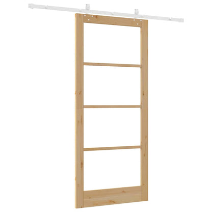 Sliding Door Natural 93 x 211 cm Solid Pine Wood and Glass
