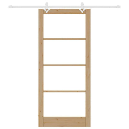 Sliding Door Natural 93 x 211 cm Solid Pine Wood and Glass