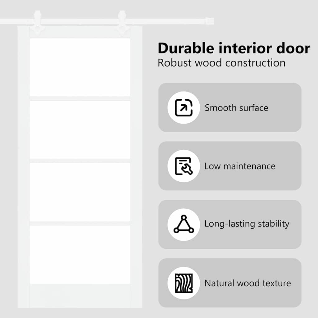 Sliding Door White 93 x 211 cm Solid Pine Wood and Glass