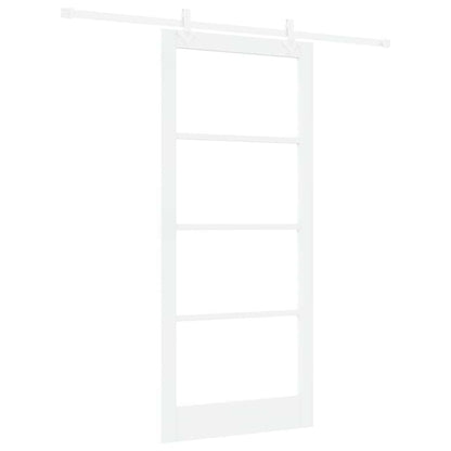 Sliding Door White 93 x 211 cm Solid Pine Wood and Glass