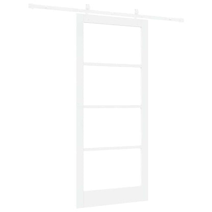 Sliding Door White 93 x 211 cm Solid Pine Wood and Glass