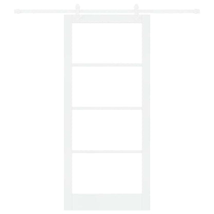 Sliding Door White 93 x 211 cm Solid Pine Wood and Glass