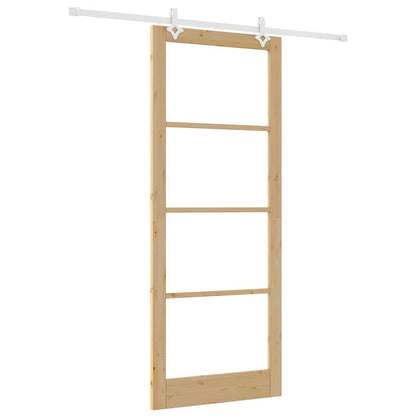 Sliding Door Natural 93 x 232 cm Solid Pine Wood and Glass