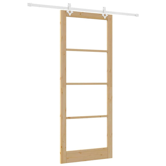 Sliding Door Natural 93 x 232 cm Solid Pine Wood and Glass