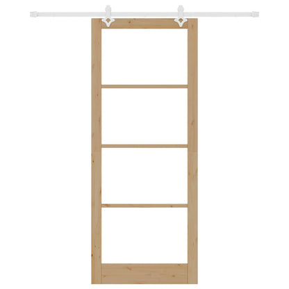 Sliding Door Natural 93 x 232 cm Solid Pine Wood and Glass