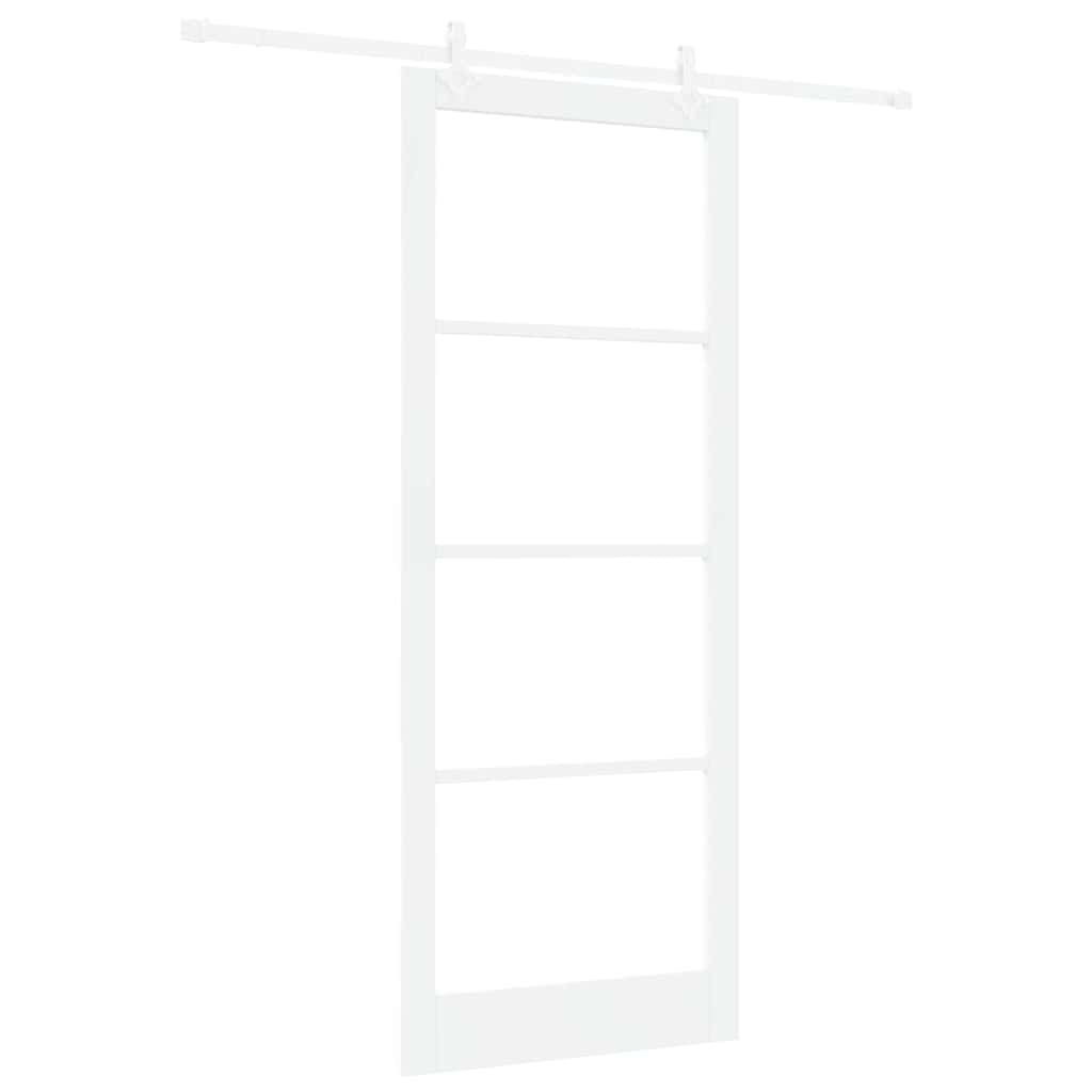 Sliding Door White 93 x 232 cm Solid Pine Wood and Glass