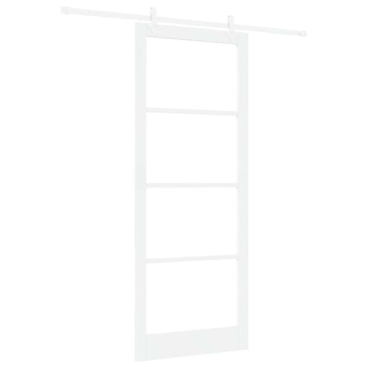 Sliding Door White 93 x 232 cm Solid Pine Wood and Glass