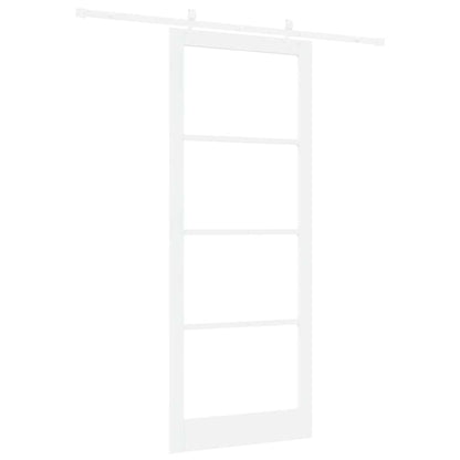Sliding Door White 93 x 232 cm Solid Pine Wood and Glass