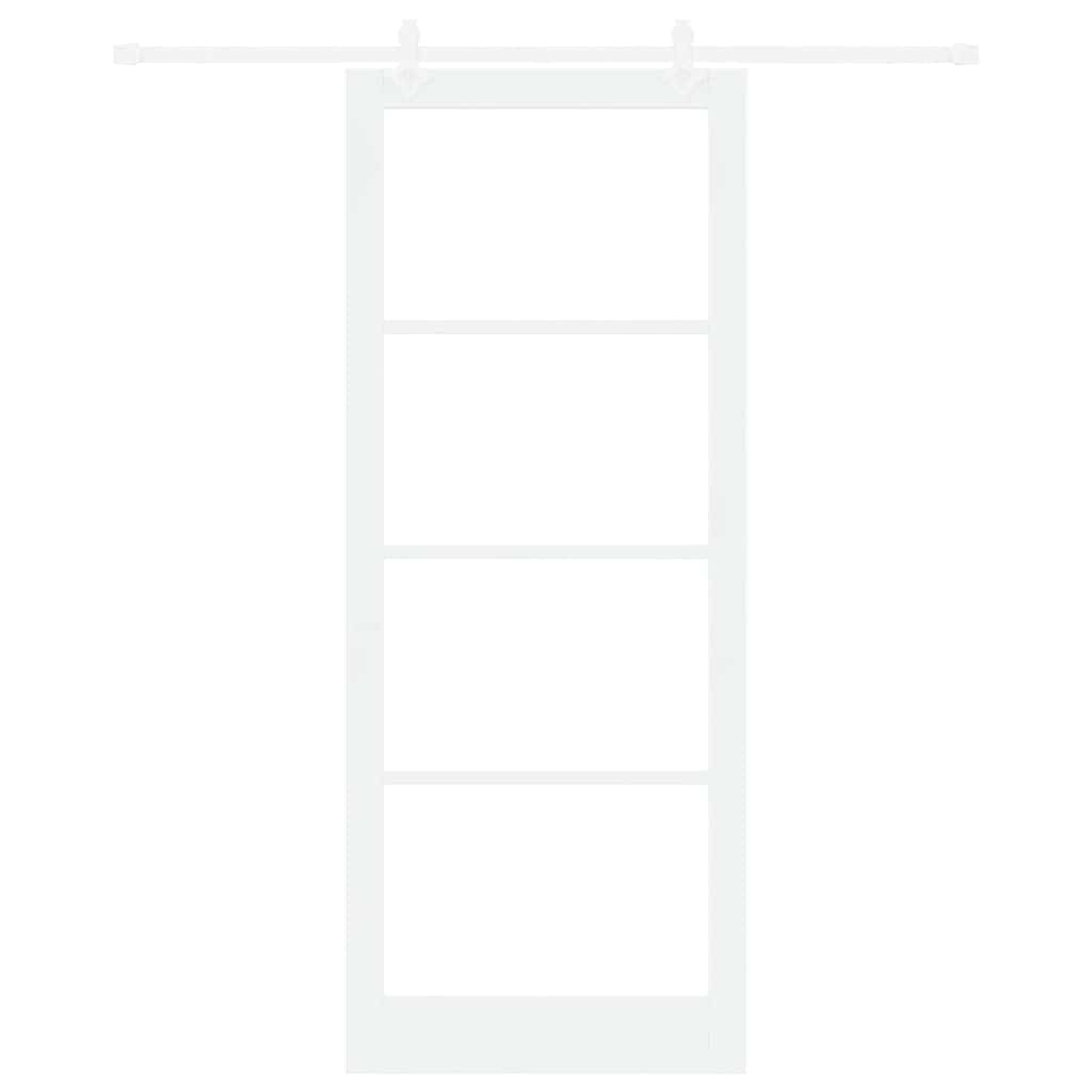 Sliding Door White 93 x 232 cm Solid Pine Wood and Glass
