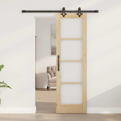 Sliding Door Natural 61 x 198.5 cm Solid Pine Wood and Glass