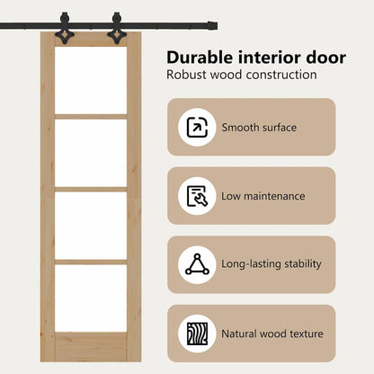 Sliding Door Natural 61 x 198.5 cm Solid Pine Wood and Glass