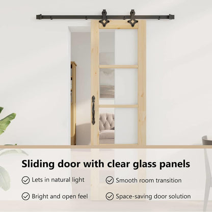 Sliding Door Natural 61 x 198.5 cm Solid Pine Wood and Glass