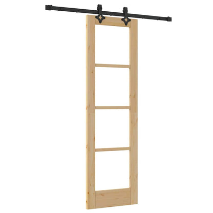 Sliding Door Natural 61 x 198.5 cm Solid Pine Wood and Glass