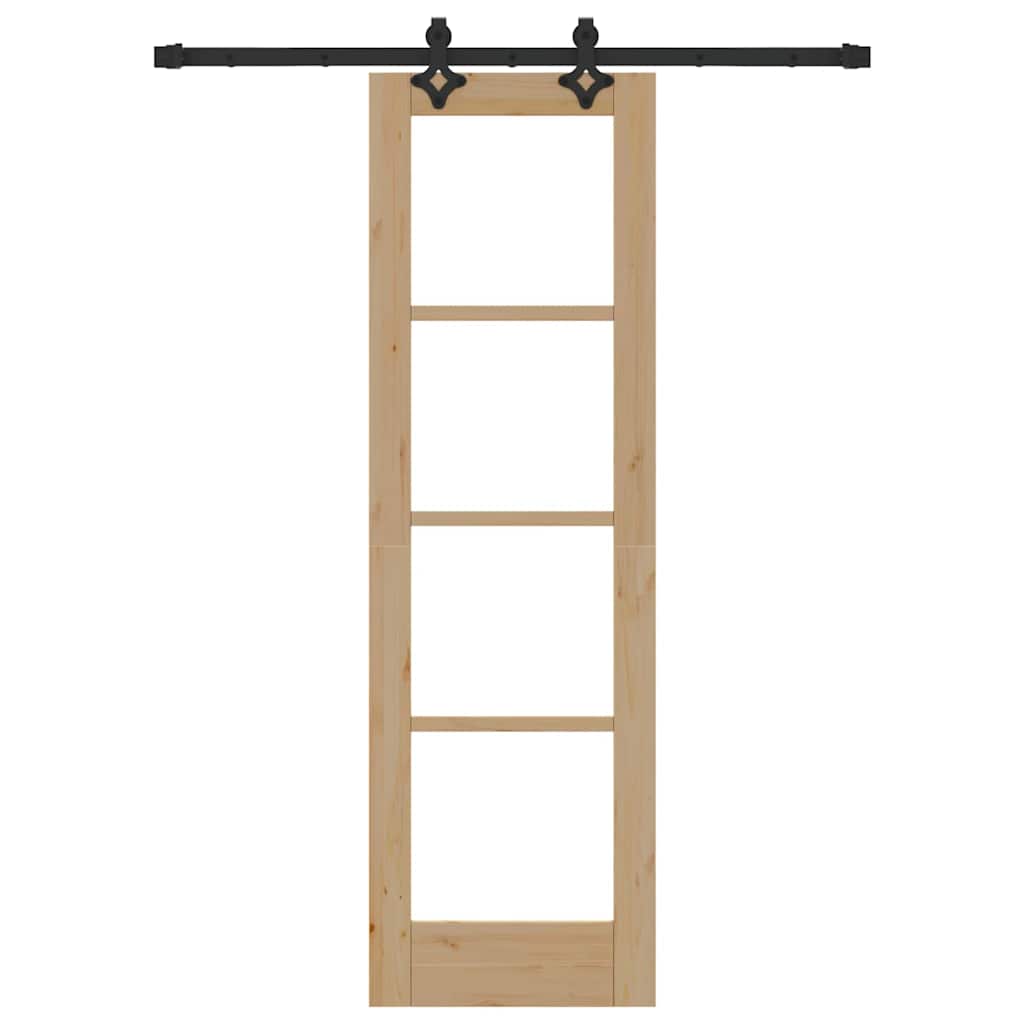 Sliding Door Natural 61 x 198.5 cm Solid Pine Wood and Glass
