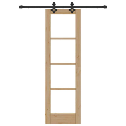 Sliding Door Natural 61 x 198.5 cm Solid Pine Wood and Glass