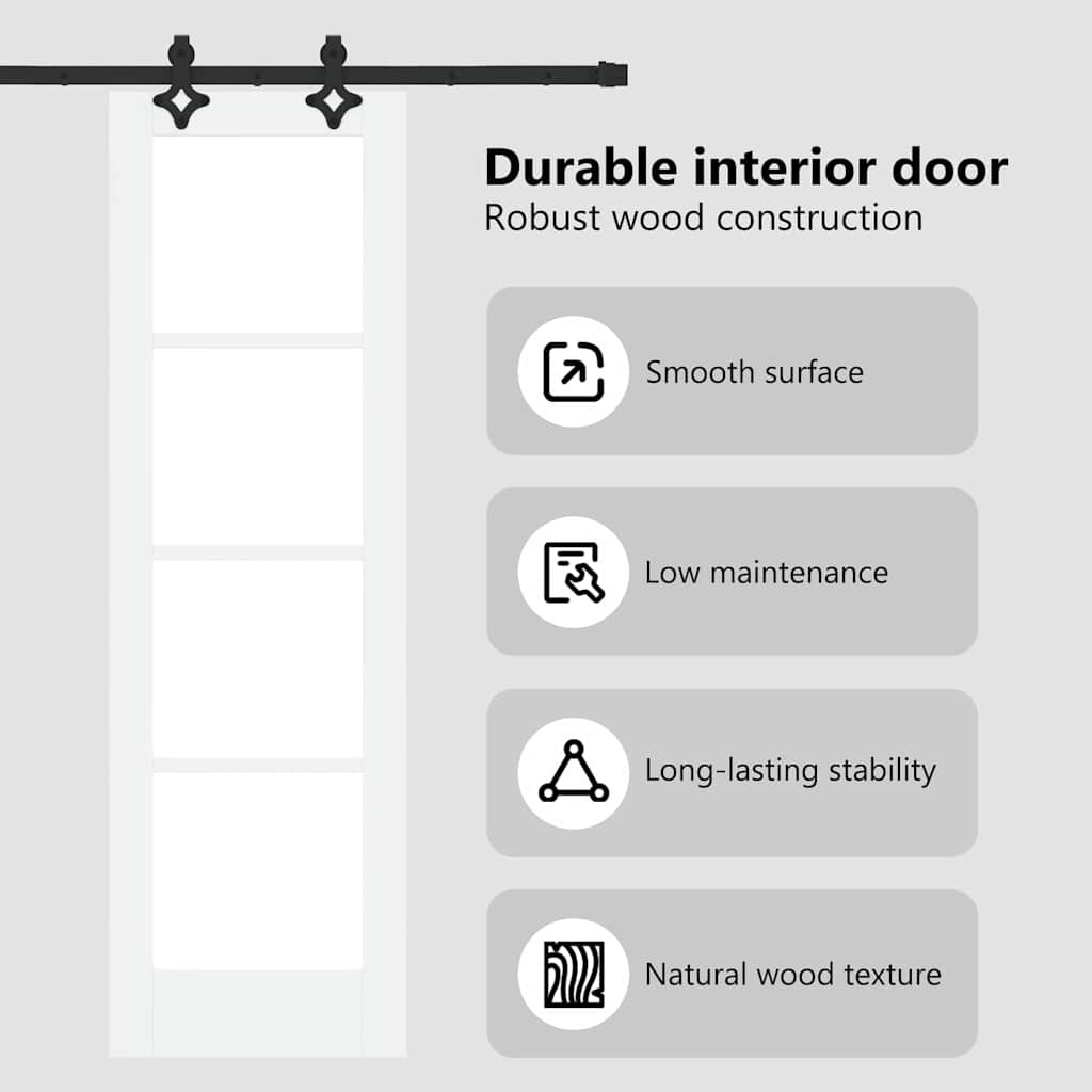 Sliding Door White 61 x 198.5 cm Solid Pine Wood and Glass
