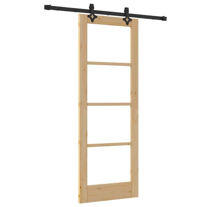 Sliding Door Natural 73.5 x 198.5 cm Solid Pine Wood and Glass